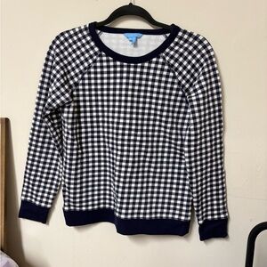 Draper James Checkered Navy and White Sweatshirt S